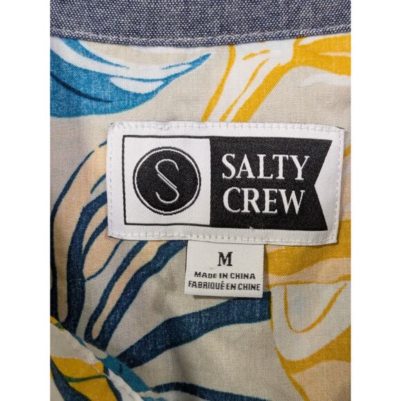Salty Crew Hawaiian Shirt Mens Medium Button Up Fishing Tropical - Picture 4 of 11